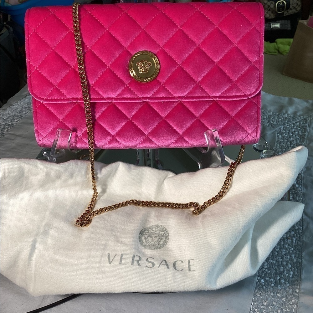 Versace La Medusa Velvet Pink💞NWT PURSE - Picture 8 of 17